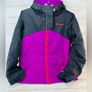 Columbia Girl's Jacket Youth L Purple/Black Coat Lined Hooded Full-Zip  [C20]